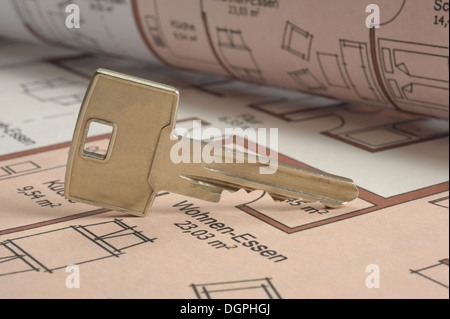 key on architectural plan for house Stock Photo