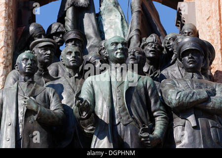 Mustafa Kemal Atatuerk with comrades, Cumhuriyet Aniti monument, Independence monument by Pietro Canonica Stock Photo