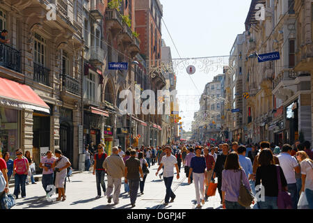Istiklal Street or İstiklal Caddesi, Beyoğlu, Istanbul, European side, Istanbul Province, Turkey, European side Stock Photo