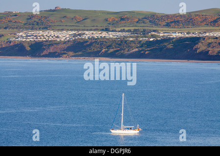 View over Filey Bay from Filey Brigg towards Reighton Gap, North Yorkshire. Stock Photo