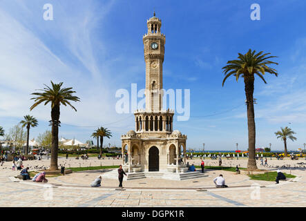 Clock Tower of Saat Kulesi, on Konak Meydani square, Konak, Izmir, İzmir Province, Aegean Region, Turkey Stock Photo