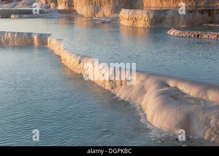Travertine terraces at Pamukkale, Pamukkale, Denizli Province, Aegean Region, Turkey Stock Photo