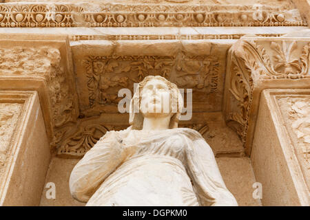 Figure of Arete, Library of Celsus, Ephesus, Selçuk, İzmir Province, Aegean Region, Turkey Stock Photo