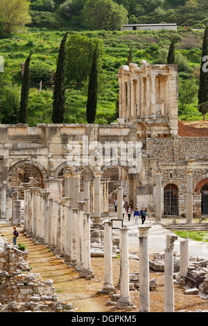 Lower Agora, South Gate and the Library of Celsus, Ephesus, Selçuk, İzmir Province, Aegean Region, Turkey Stock Photo