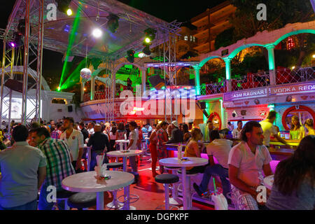 Bistro Bellman nightclub in the town centre at night, Alanya, Turkish Riviera, Province of Antalya, Mediterranean Region, Turkey Stock Photo