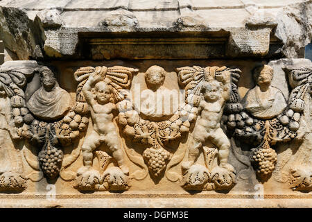 Ancient Sarcophagus, Aphrodisias, Aydin province, Aegean region, Turkey Stock Photo