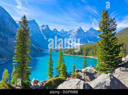 Moraine lake in the Valley of the Ten Peaks Banff national park Alberta Canada Stock Photo