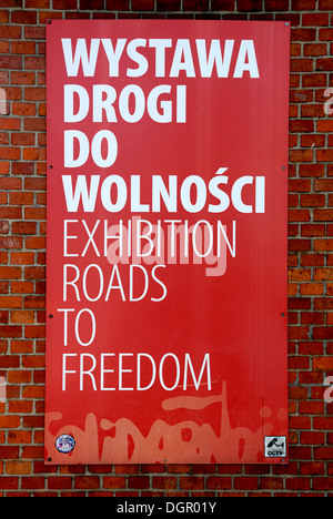 Exhibition in Gdansk on the struggle of the Polish trade union Solidarnosc 'Roads to Freedom' - Wystawa Drogi do Wolnosci. Stock Photo