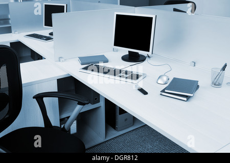 computers on the desks Stock Photo