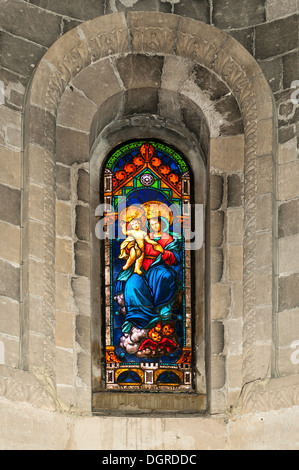 Stained Glass Window in Church of San Rocco, Matera, Basilicata, Italy Stock Photo