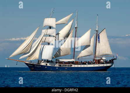 Fully rigged three-masted schooner, Atlantis, traditional ship, tall ship, Kiel Week 2010, Kiel Fjord, Schleswig-Holstein Stock Photo