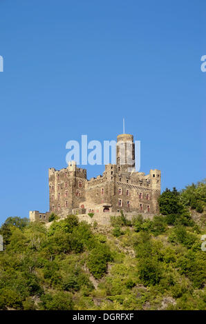 Hill castle, Burg Maus Castle, St. Goarshausen-Wellmich, UNESCO World Cultural Heritage Site Upper Middle Rhine Valley Stock Photo