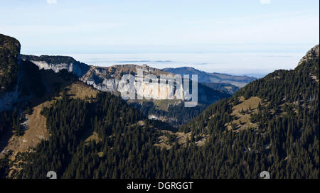 View from Mt Hoher Kasten towards Ebenalp, Alpstein massif, Appenzell Alps, Canton St. Gallen, Switzerland, Europe Stock Photo