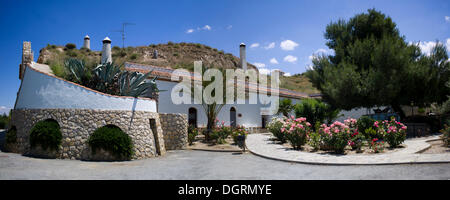 Cuevas La Granja, cave dwellings, modern designer hotel built deep into a rock to provide a pleasant climate in the rooms Stock Photo