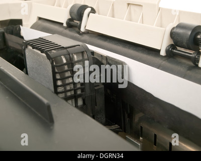 old dirty dot matrix printer in function Stock Photo