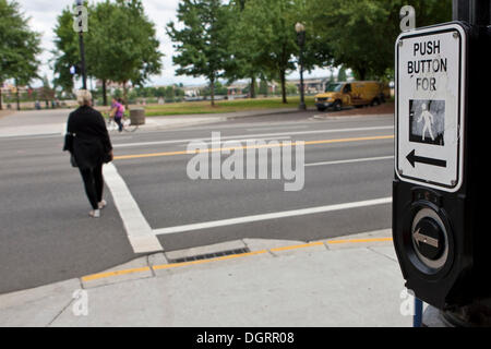 Pedestrian crossing, Portland, Oregon, USA Stock Photo