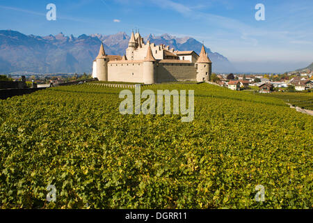 Chateau d'Aigle in the vineyards of Lausanne, Canton of Vaud, Switzerland, Europe Stock Photo