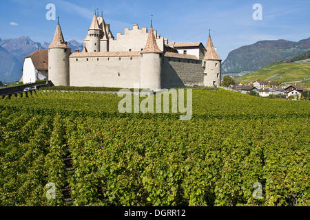 Chateau d'Aigle in the vineyards of Lausanne, Canton of Vaud, Switzerland, Europe Stock Photo