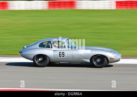 Race of post-war racing cars, E-Type Jaguar, at the Oldtimer Grand Prix 2010 on the Nurburgring race track, Rhineland-Palatinate Stock Photo
