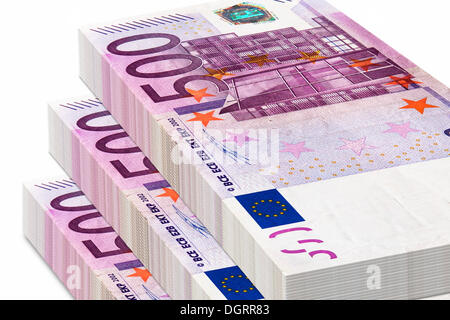 Bundles of 500 euro banknotes Stock Photo