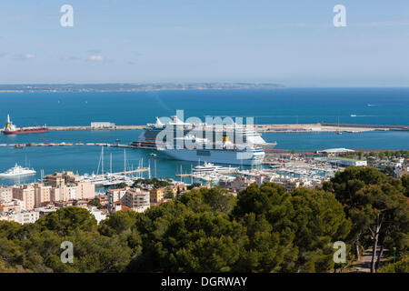 View from Bellver Castle on the port of Palma de Majorca, Majorca, Balearic Islands, Spain, Europe Stock Photo