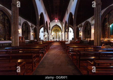 Interior view, Cathedral of Funchal in the Sé district, Rua da Se, in the old town of Funchal, Santa Luzia, Funchal, Madeira Stock Photo