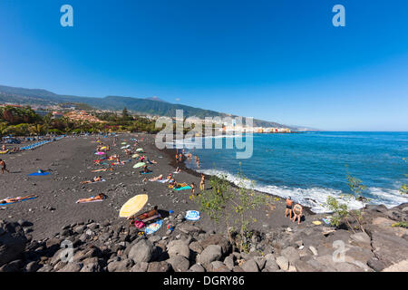 Playa Jardin beach in Puerto de la Cruz, Puerto de la Cruz, Punta Brava, Realejo Bajo, Tenerife, Canary Islands, Spain Stock Photo