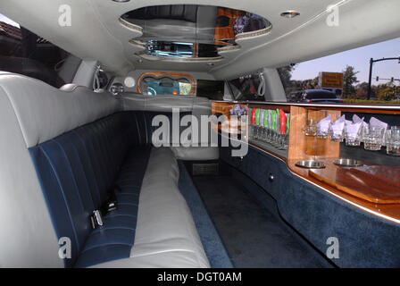 Passenger compartment of a Lincoln stretch limousine Stock Photo
