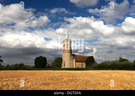 St Georges parish church, Shimpling village, Norfolk County, England, Britain, UK St Georges is a Round Tower church. Stock Photo