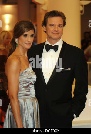 Colin Firth and his wife Livia attending the premiere of Tinker, Tailor, Soldier, Spy at the 68th International Film Festival of Stock Photo