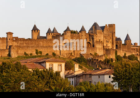 Castle, Carcassonne, Languedoc-Roussillon, Aude, France, Europe Stock Photo