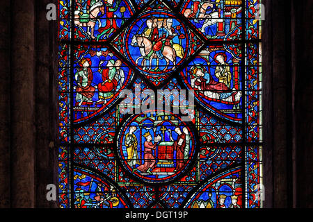 Chartres Cathedral, ambulatory, window of Charles the Great with the Journey to Jerusalem and the Spanish Expedition