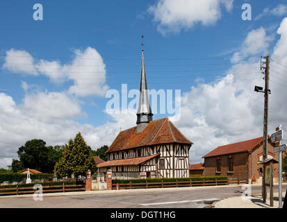 Half-timbered church of Bailly-le-Franc, Via Francigena, Montier-en-Der, department of Haute-Marne, Champagne-Ardenne region Stock Photo