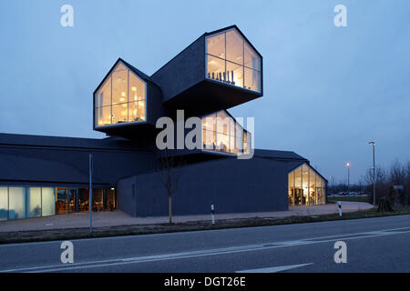 Vitra Haus building, by Herzog & de Meuron, evening mood, architectural park of the Vitra company, Weil am Rhein Stock Photo