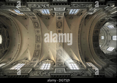 Ceiling vault of the Theatiner Church, Italian late Baroque, consecrated in 1675, Munich, Upper Bavaria, Bavaria, Germany Stock Photo