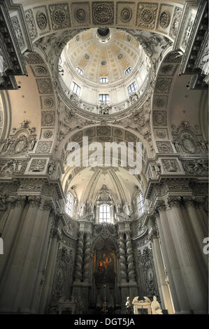 Dome with the altar of the Theatiner Church, Italian late Baroque, consecrated in 1675, Munich, Upper Bavaria, Bavaria, Germany Stock Photo