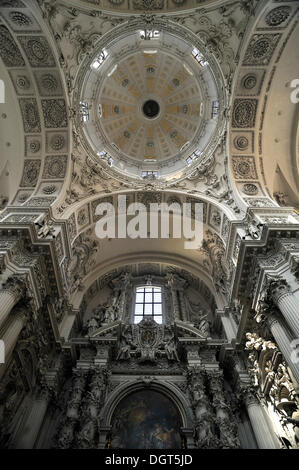 Dome with the sanctuary of the Theatiner Church, Italian late Baroque, consecrated in 1675, Munich, Upper Bavaria, Bavaria Stock Photo