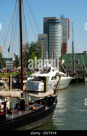 Boats in the Veerhaven, a harbour for traditional, seaworthy sailing ships in the Scheepvaartkwartier quarter, modern Stock Photo