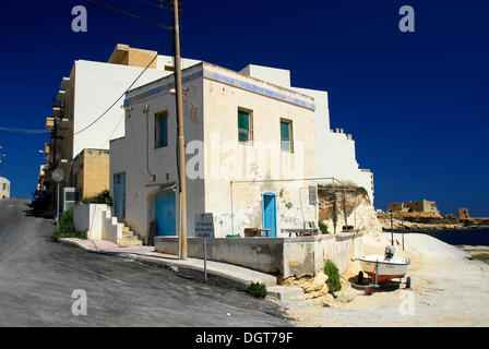 Residential house at the Qbajjar Bay, Marsalforn, Gozo Island, Republic of Malta, Mediterranean Sea, Europe Stock Photo