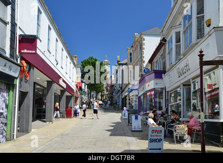 Pedestrianised Fore Street, Redruth, Cornwall, England, United Kingdom ...