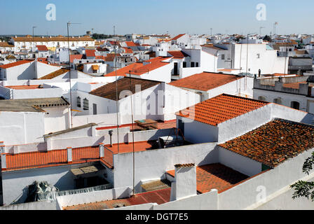 View over the roofs in the old town of Cartaya, Costa de la Luz, Huelva region, Andalucia, Spain, Europe Stock Photo