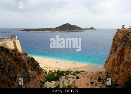 Kaputas beach beneath the rocky coast between Kas and Kalkan, lycian coast, district of Antalya, Mediterranean, Turkey, Eurasia Stock Photo