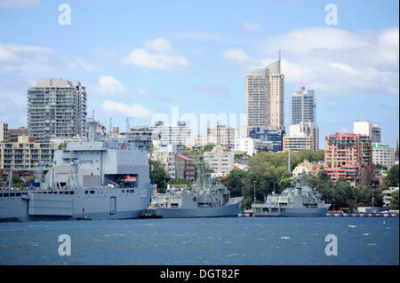 Warships of the Australian Navy in Sydney Harbour, Sydney, New South Wales, NSW, Australia Stock Photo