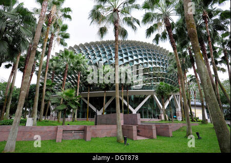 Gardens, Esplanade Theatres on the Bay, a cultural centre, modern architecture, Marina Bay, Central Area Stock Photo