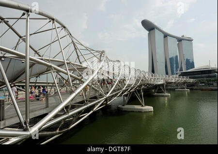 Pedestrian footbridge made of steel to the Marina Bay Sands Hotel, modern architecture, Marina Bay, Central Area Stock Photo