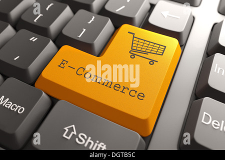 Keyboard with E-Commerce Button. Stock Photo
