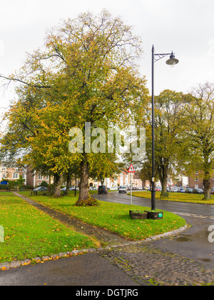 The town green at the west end of Stokesley North Yorkshire in early autumn Stock Photo