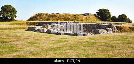 Cathedral ruins at Old Sarum near Salisbury Wiltshire UK a Norman castle and cathedral within an iron age hill fort Stock Photo