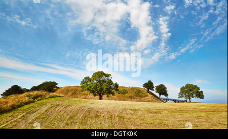 Castle mound at Old Sarum near Salisbury Wiltshire UK a Norman castle and cathedral within an iron age hill fort Stock Photo