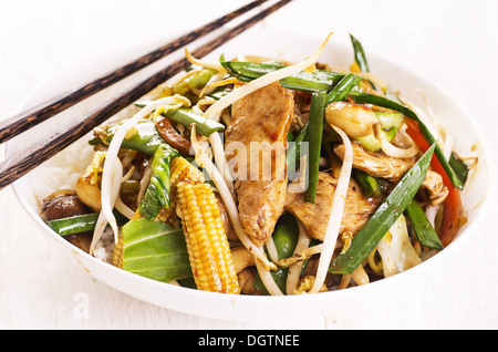 stir fried chicken with vegetables Stock Photo